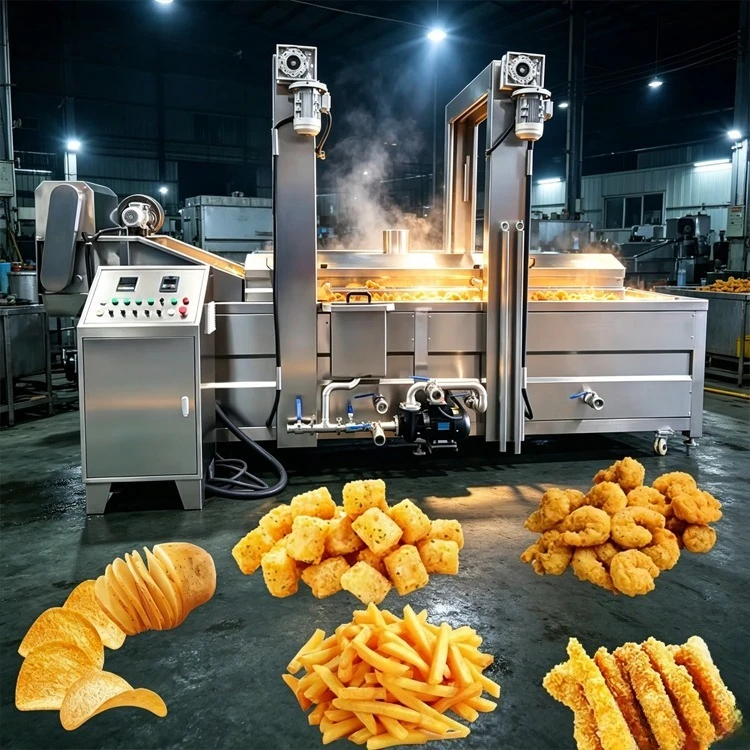 High Efficiency Full Automatic Continuous Fryer 304SS CE | Perfect for Potato Chips & Fried Chicken