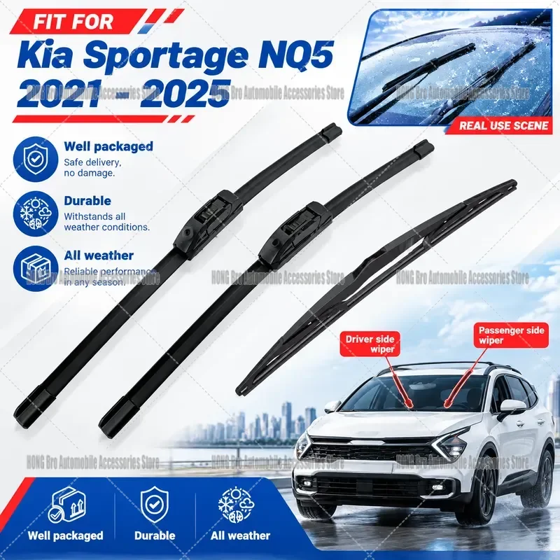 For Kia Sportage NQ5 2021-2025 Front Rear Wiper Blades Non-Europe Windshield Window Rubber Brush Car Accessories Auto Parts