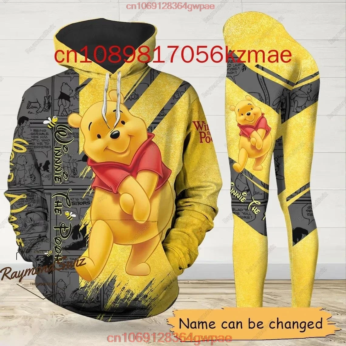 Free Custom Name Disney Winnie The Pooh Hoodie And Leggings Women's 2024 New Hoodie Yoga Pants Sweatpants Fashion Sets