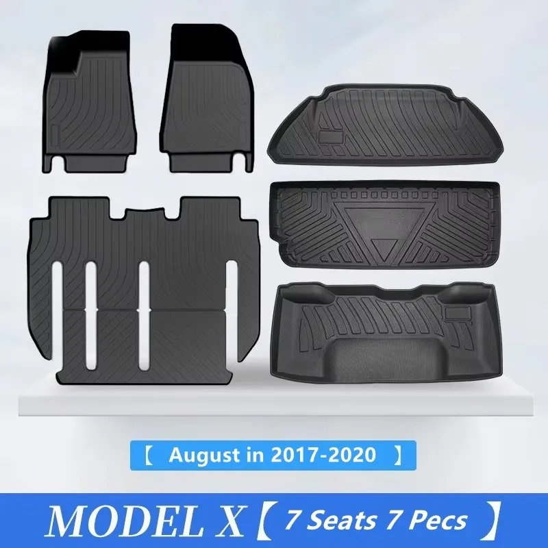 For Tesla Model X Custom Fit Floor Mat Car Interior Accessories Trunk Mat Durable TPE ECO Material Rear Carpet for 5 6 7 Seats