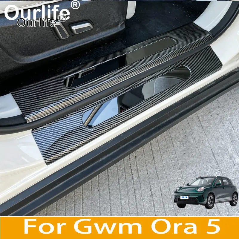 

For Gwm Ora 5 2026 2027 Carbon Fiber Pattern Welcome Pedal Trunk Guard Interior Decoration Accessories