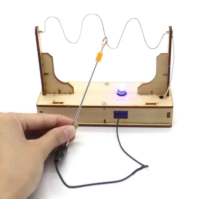 Wooden Collison Electric Shock Toy Kids DIY Assembling Materials Science And Technology Production Electric Touch Maze Game Toys