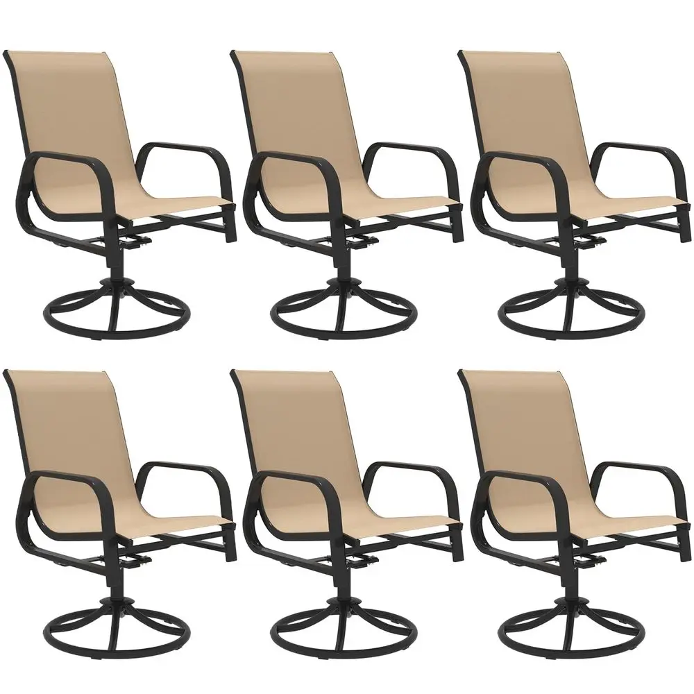 

Patio Swivel Chair Set of 6, High Back Textilene Outdoor Dining Chairs with ECoating Metal Frame, AllWeather Outdoor Furniture
