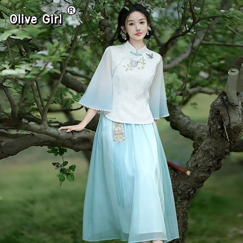 olivegirl-women's-embroidered-shirt-lace-sleeves-top-tassel-skirt-oversized-traditional-chinese-clothing-plus-size