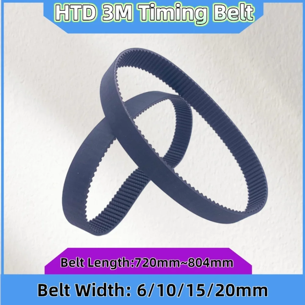 HTD 3M Timing Belt Width6-20mm Belt Length 720 726 732 735 738 750 753 765 768 774 792 795 798 801 804mm HTD 3M Closed Loop Belt