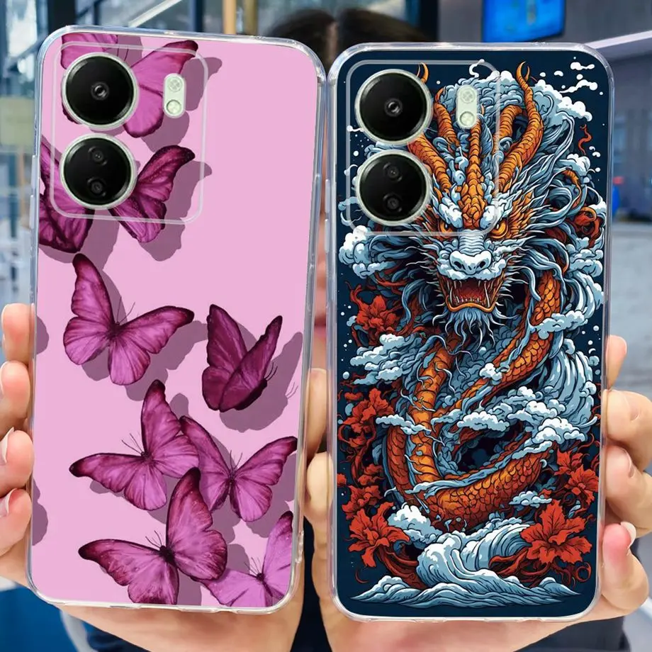 For Tecno Spark 20c Case Spark 20 Pro Plus Soft TPU Silicone Clear Bumper Coque SM-A145F A156B Fundas Marble Space Man Dragon