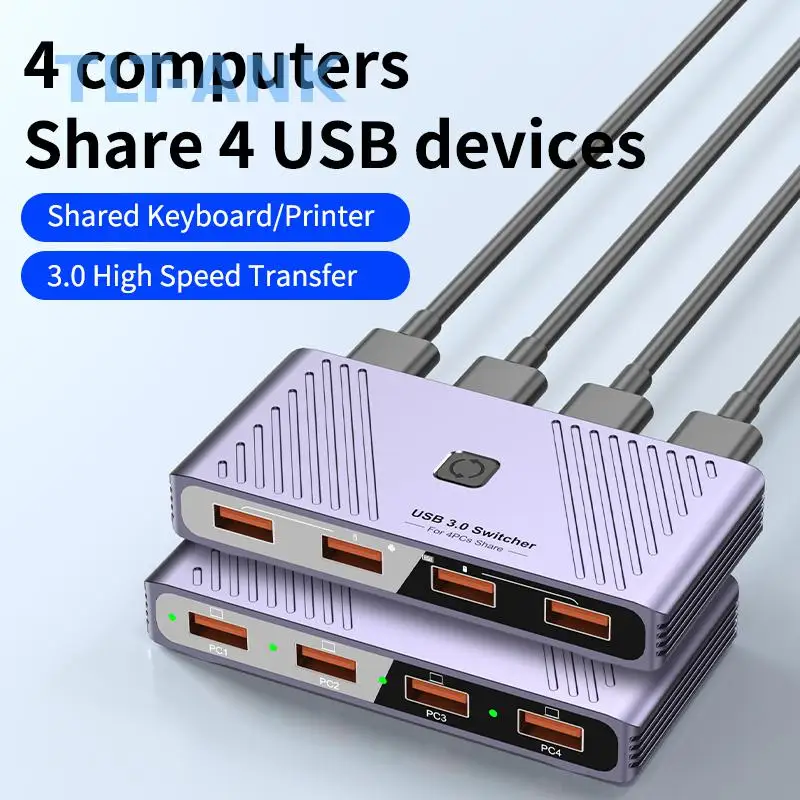 New Arrival 4 in 4 Out Switch Printer Sharing Device Computer Switch USB 3.0 Splitter USB Expander Converter