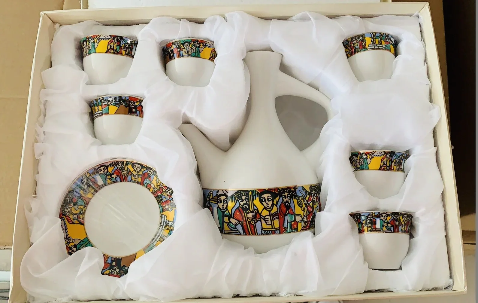 Ethiopian Eritrean Coffee Cups Edition Full Set Coffee and Sugar+milk Pot