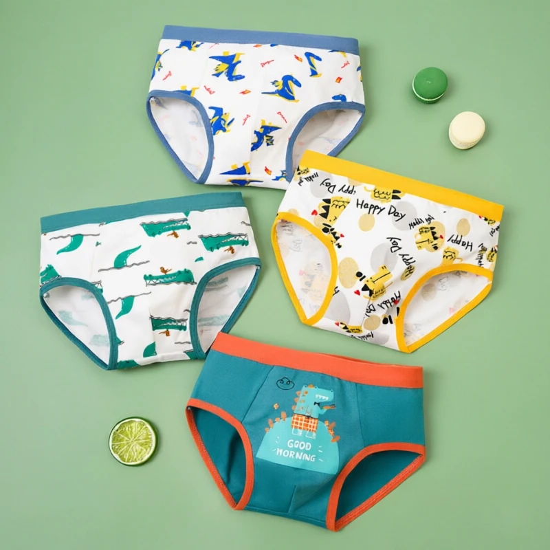 2/4/8 Pcs Boys Briefs Boxers Underwear Sets Clothes Cotton Children Toddler Kids Dinosaur Cartoon Triangle Panties Breathable