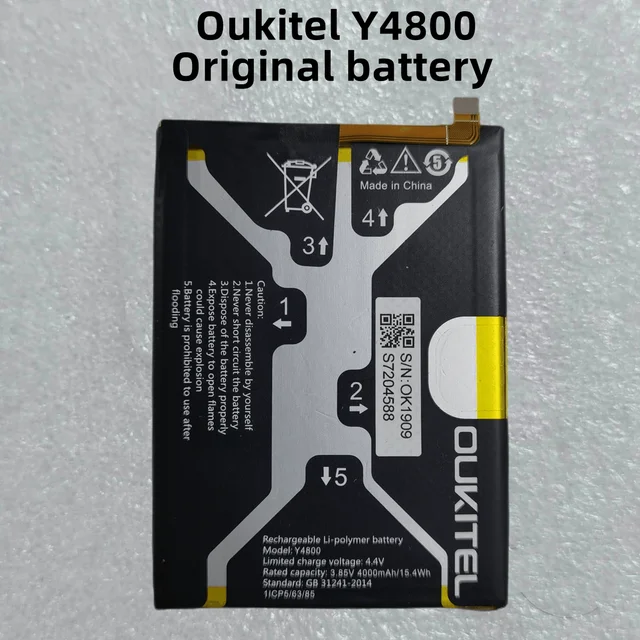 Oukitel y4800携帯電話用のオリジナル外部バッテリー、3.8v、4000mah