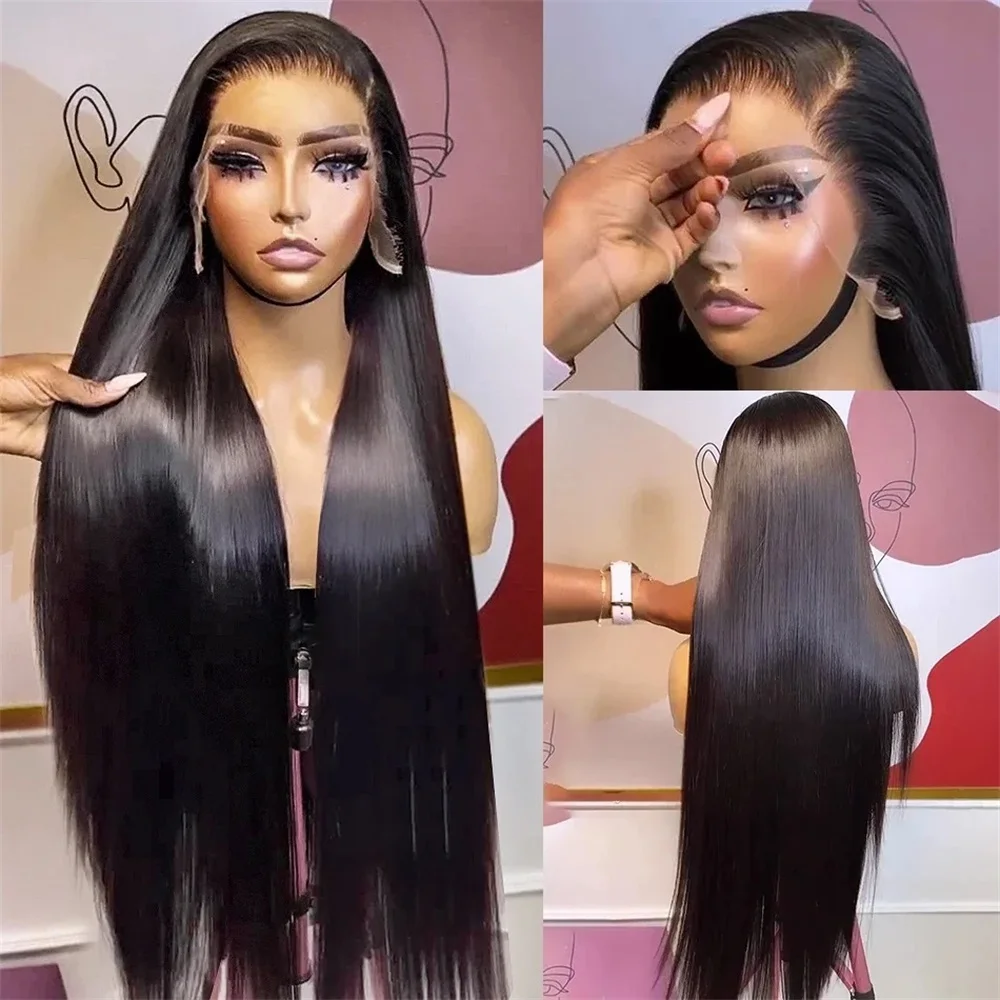 30 Inch 180 Density Bone Straight 13x4 Lace Front Human Hair Wigs For Black Women Brazilian 13x6 HD Transparent Lace Frontal Wig