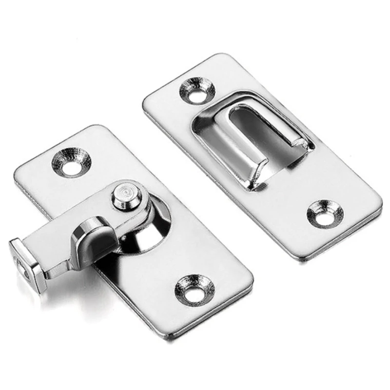 

2X Bathroom Stainless Steel Ornaments Supplies Doors Locks Door Sliding Right Angle Lock Door Buckle