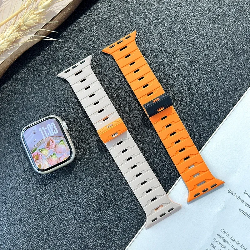 Magnetic Strap For Apple Watch Bands Ultra 2 49mm 45mm 44mm 46mm 42mm Belt Silicone Bracelet iWatch Series 11 10 8 7 6 5 4 9 SE