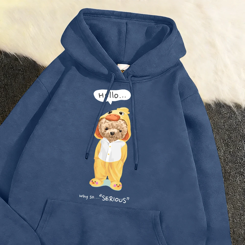 

Пижамы с мультяшным медведем Says Hi, пуловеры, мужские флисовые повседневные спортивные костюмы, осенняя модная одежда, свободные мягкие толстовки унисекс