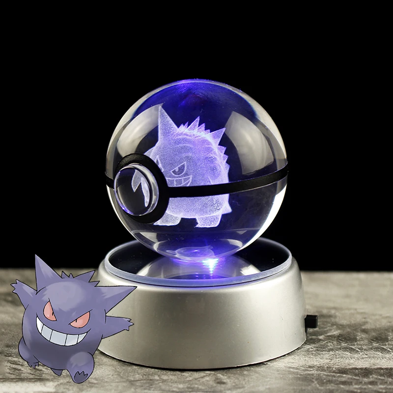 Dropshipping 5cm Pokeball Gengar Model Toys Pokemon Game Character Collectible Laser Engraving Crystal Ball Christmas Gifts