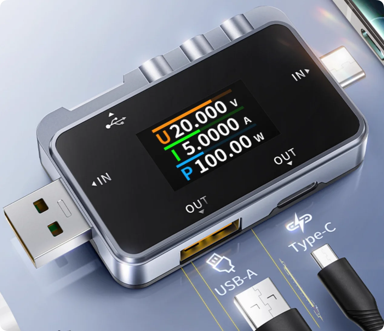 FNAC-28 USB Tester Multimeter 1.06" Screen, 6.5A Bidirectional Current, 156W PD/QC Fast Charge Detection, Cable Resistance Test