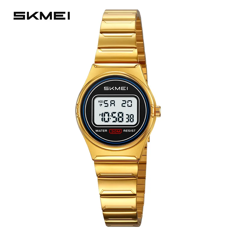 SKMEI 2338 Watch Small Digital Stainless Steel Wristwatches Women Brands Luxury Watches Waterproof Sports Ladies Electronics