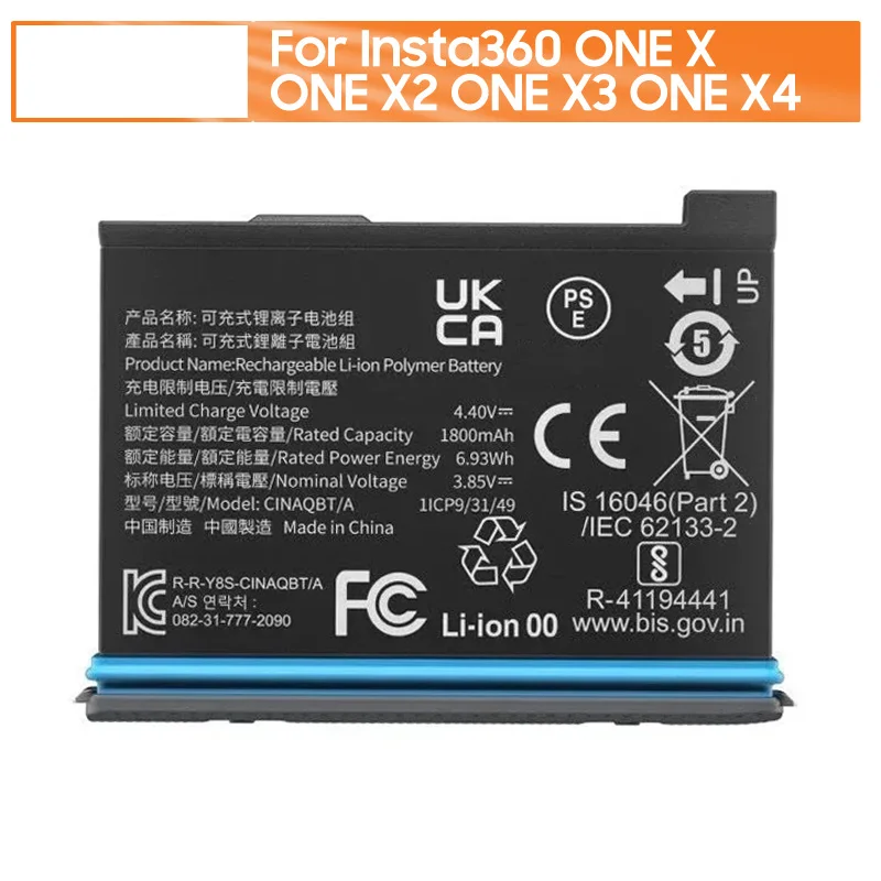 

Premium Quality Battery For Insta360 ONE X Insta360 ONE X2 Insta360 ONE X3 Insta360 ONE X4 IS360XB CINOSBT/B CINAQBT/A CINSBBMA