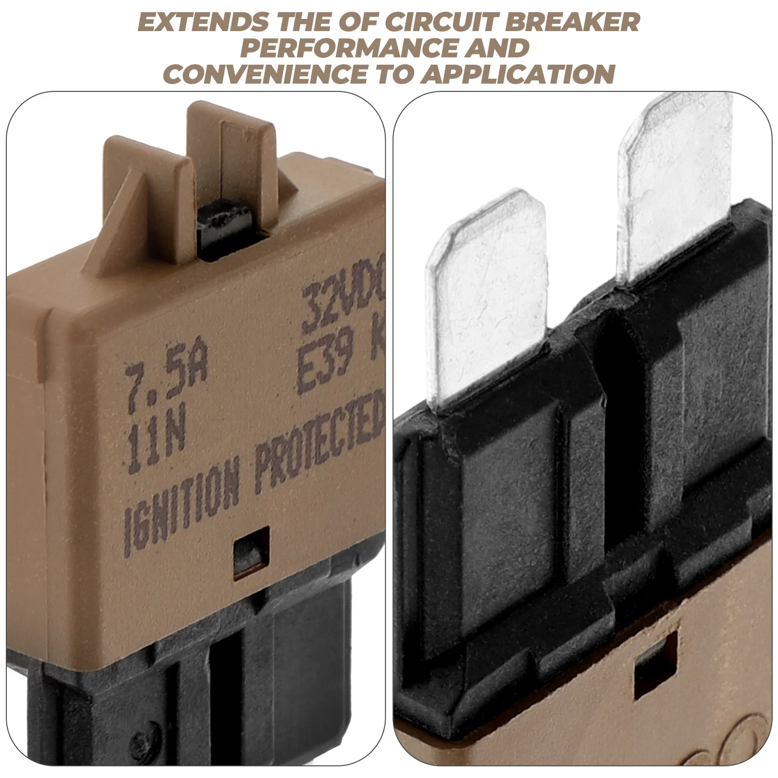 

7.5a Manual Reset Circuit Breaker Mini Breaker Fuse for Automotive and Marine Extra Low Voltage Wiring Systems Color-Coded Brown