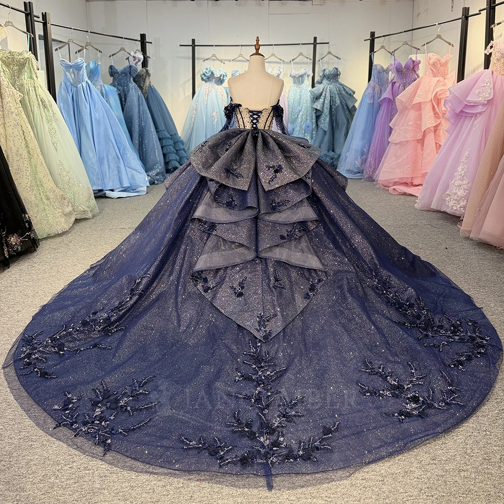 Quinceanera Dresses Ruffles Party Dresses Vestidos De 15 Anos Customized Long Sleeves Appliques Scoop Ruffles Promotion DY5799