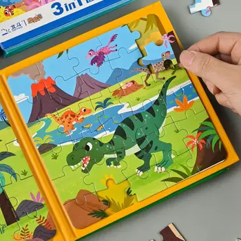 Magnetic Book Engineering Car Animal Princess Puzzle Magnetic Excavator Truck Children's Puzzl