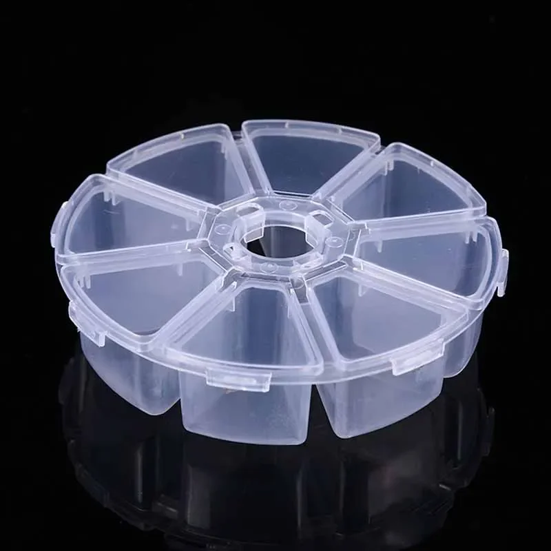 5Pcs 8 Compartments Plastic Storage Box Round Shape Beads Earrings Storage Containers Empty Adjustable Jewelry Organizer Case