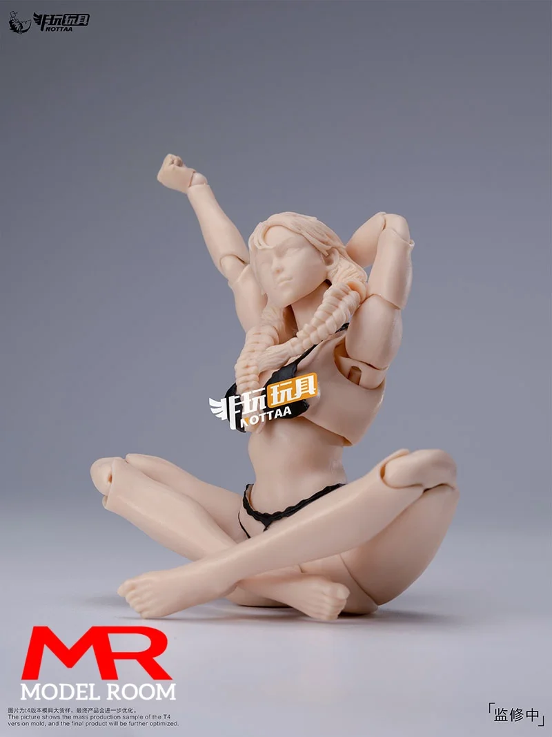 Notaman NT-04 1/12 weiblicher superflexibler Gelenkkörper, 16 cm, Mädchen, weiß, gelb, Actionfigur, beweglicher Körper mit Kopfskulptur