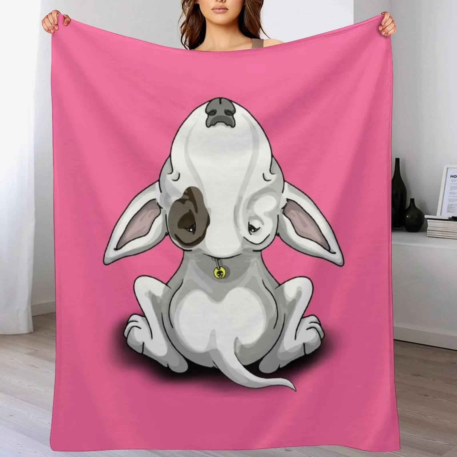 Bullterrier Black Eye Patch Throw Blanket