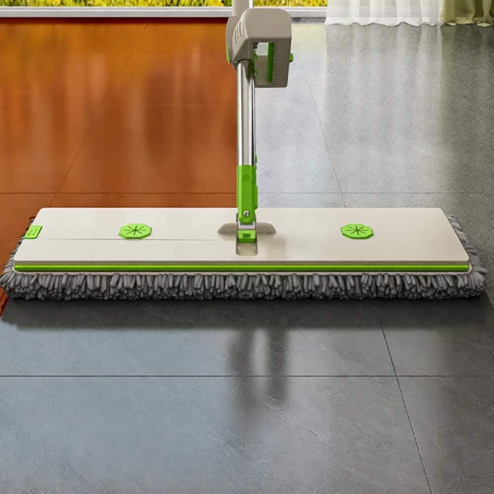 Modern Self Wringing Flat Mop 360 Degree Rotating Head Floor Cleaning Mop With Durable Microfiber Chenille Pads For Room