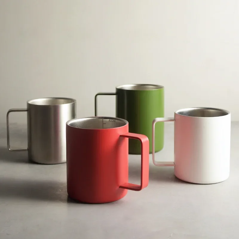 316 Mugs, Coffee Cups, Water Cups, Double-layer Heat-resistant Cups with Handles, Graduated Insulated Cups