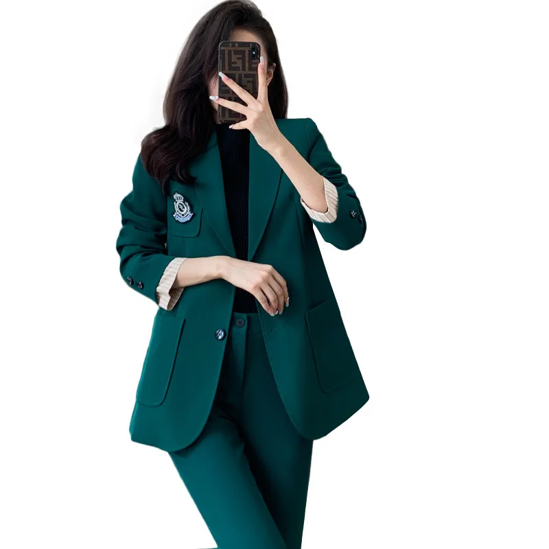 Dark Green Suit Women\'s Autumn and Winter High-End Business Temperament Goddess Temperament Fashion Interview Formal Wear Suit O