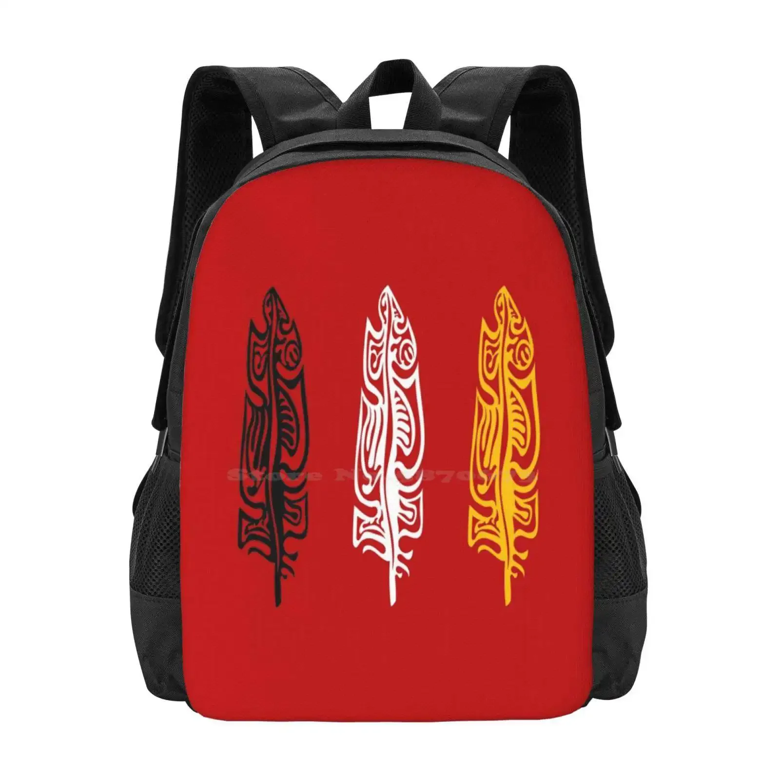 

Three Feathers Medicine Wheel Colours Indigenous Wawezhi Canada Hot Sale Schoolbag Backpack Fashion Bags Feathers Medicine