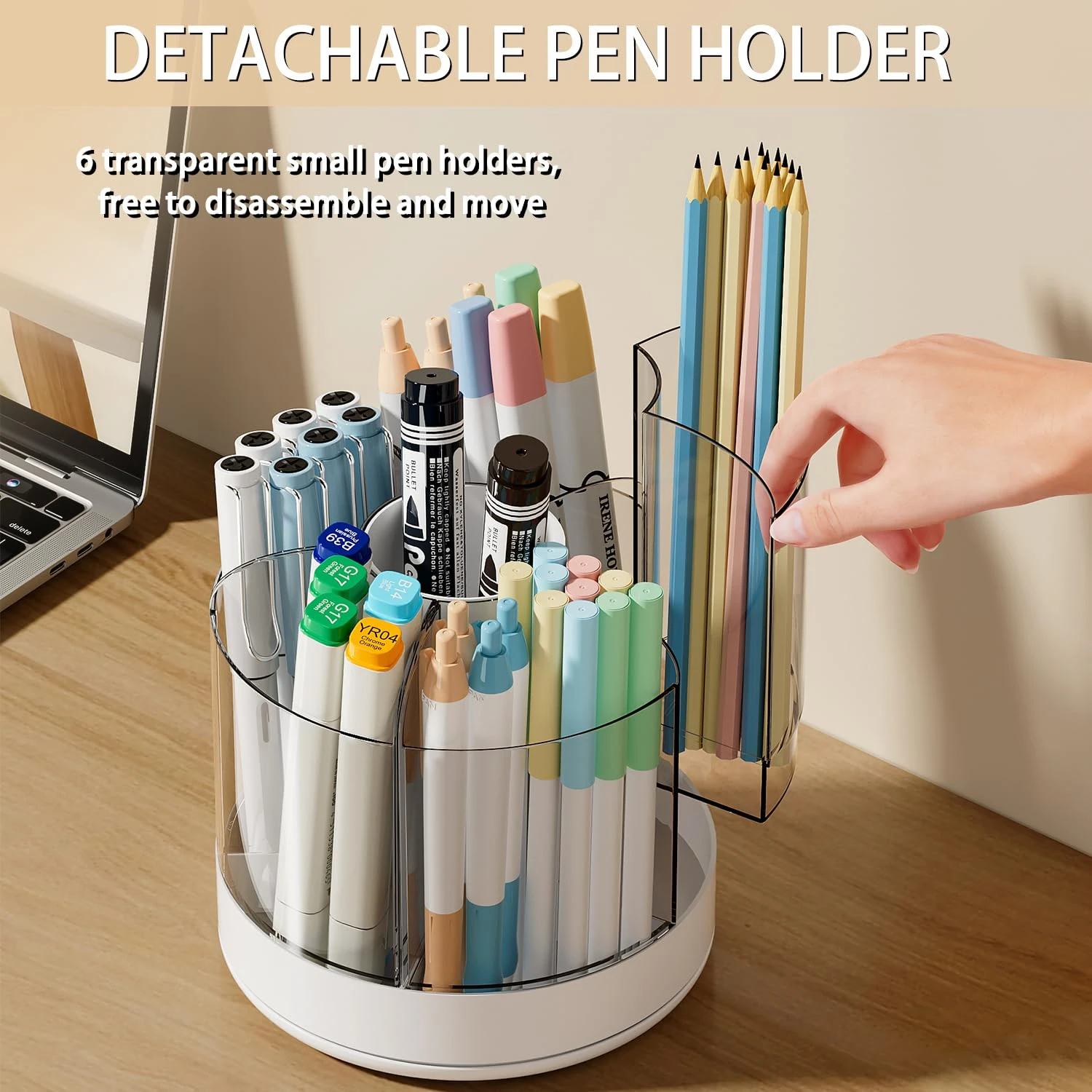 ° Rotating Desk Organizer  Multifunctional 6-Slot Holder for Office, Art, and Makeup Supplies