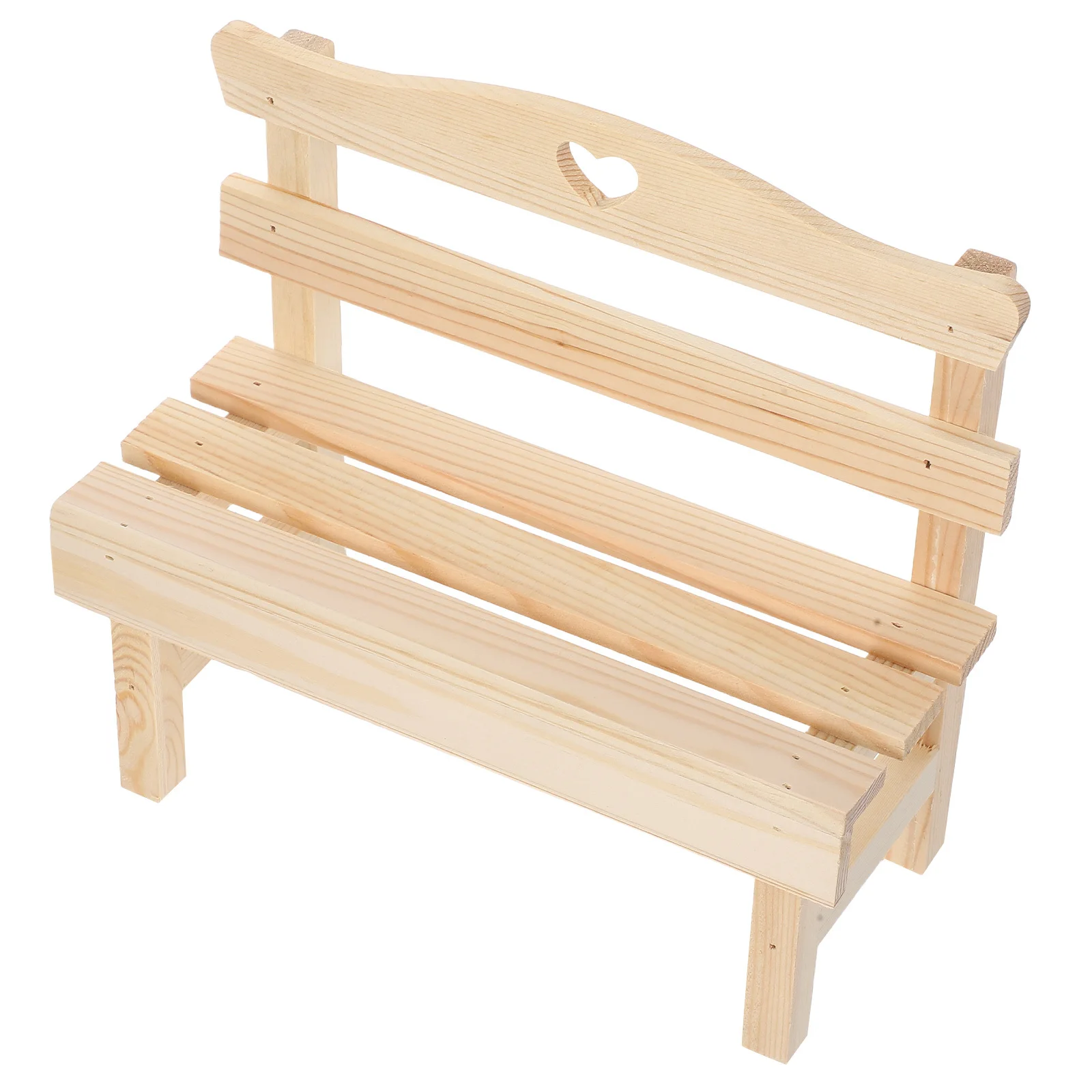 

Mini Wooden Bench Pine Craft Decor Hollow Heart Design For Dollhouse Garden Room Ornament Miniature Porch Chair Decorative Home