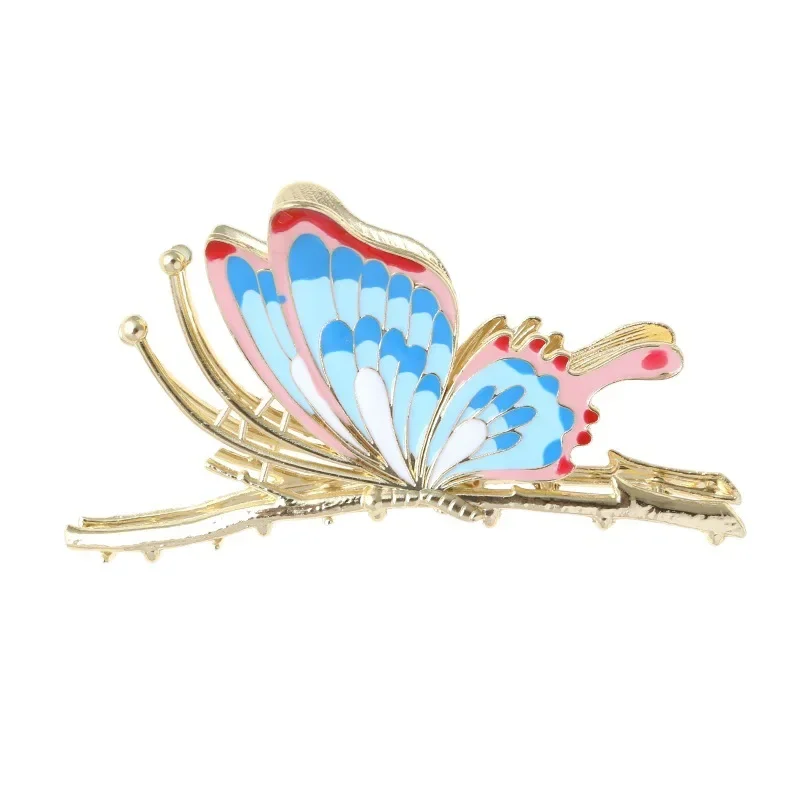 Chinese Style Painted Butterfly Elegant Ancient Style Hair Clip Women\'s Summer Fashion New Style Coiled Hair Shark Claw Clip