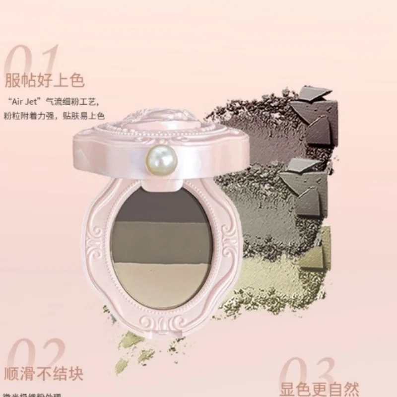 Make-up-Lidschatten-Palette, geprägtes dreifarbiges Augenbrauenpulver, 2-in-1-Lidschatten, geeignet für Anfänger beim Make-up