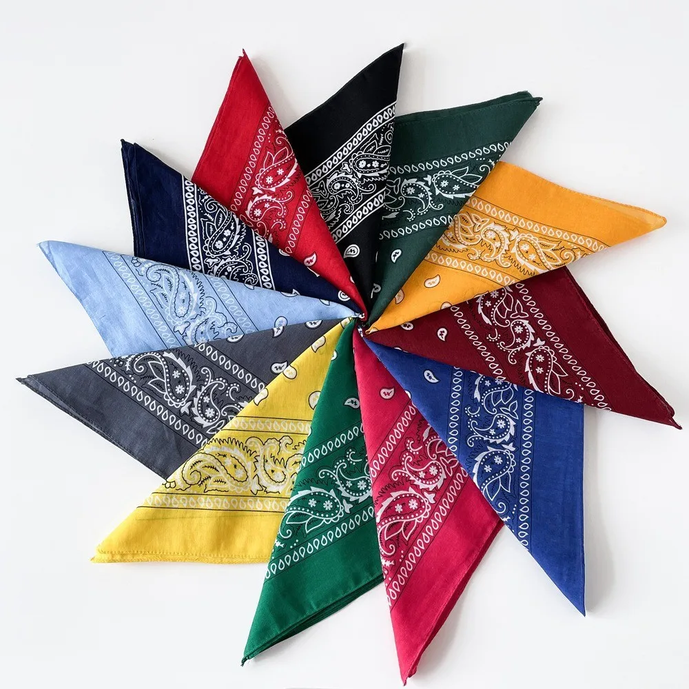 Pañuelo cuadrado de algodón puro con estampado paisley y flor de cachemira, estilo hip-hop, para actividades al aire libre, venta al por mayor, bandana, pañuelo para la cabeza