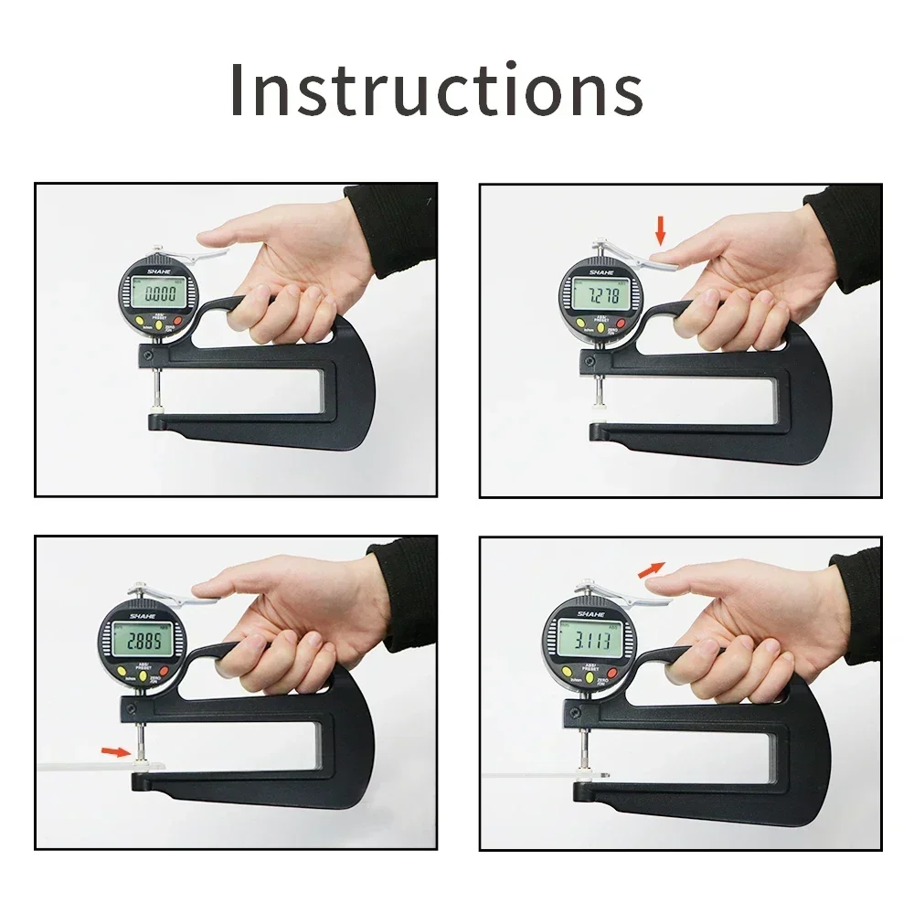 SHAHE 0.001 mm 0-12.7mm Digital Micron Thickness Gauge Paper Leather Thickness Gauge Rubber Thickness Gauge