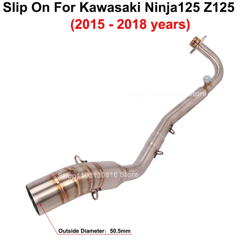 

Slip On For Kawasaki Z125 2015 - 2018 Motorcycle System Exhaust Escape Modified Stainless Front Mid Link Pipe Without Muffler