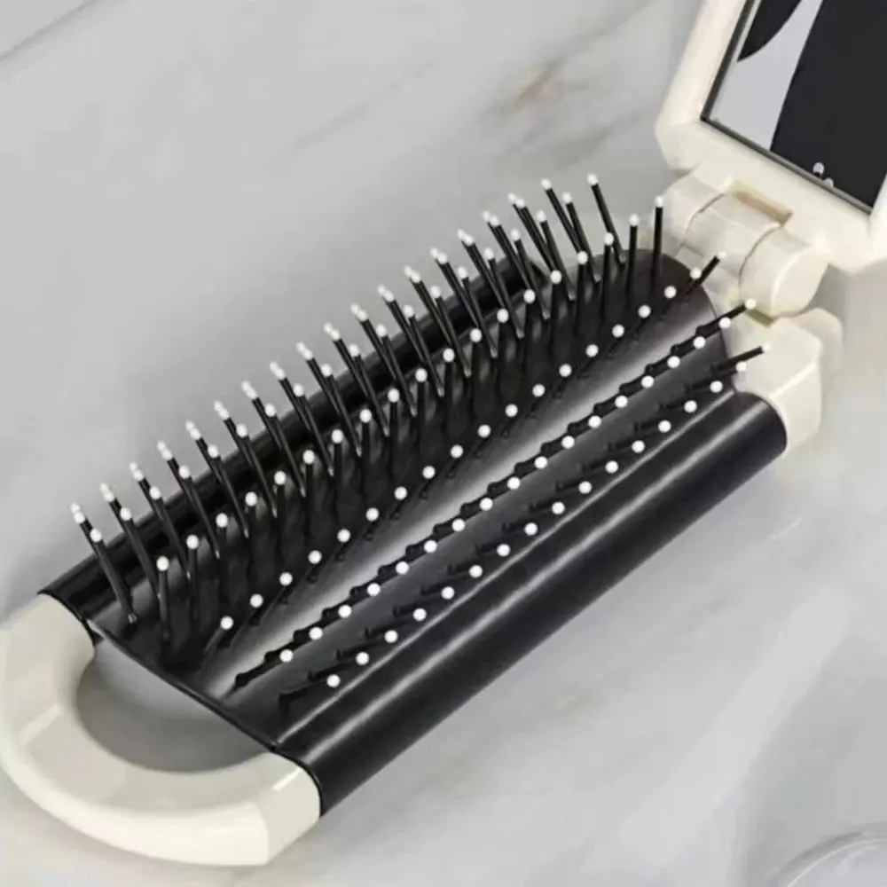 Mini spazzola per capelli pieghevole con specchio pettine per capelli da viaggio professionale portatile donna uomo spazzola per massaggio