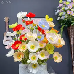 SunMade Ins Beautiful Artificial Poppy Flowers Home Wedding Decoration Indoor Room Decor Flower Arrangement Supplies Fall