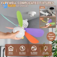 White/colorful Ceiling Fan Light with Remote Control 3000K-6500K Dimmable 6 Fan Blades 30W 16.5inch Socket Fan Light For Kitchen