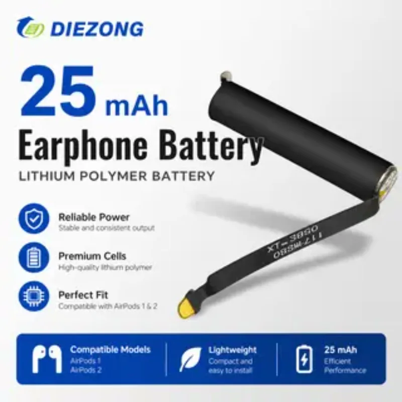 New 3.8V 25mAh for Apple for AirPods 1 2 1st 2nd Generation A1604 A1523 A1722 A2032 A2031 Replacement Headphone Battery
