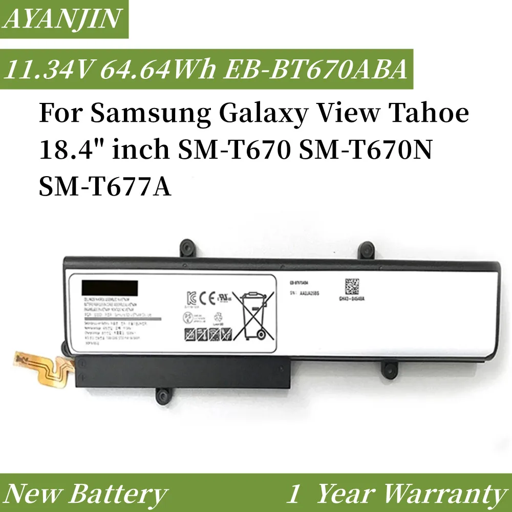 Imagem -01 - Bateria do Portátil para Samsung Galaxy View Eb-bt670aba Aa1g907ks 11.34v 5700mah 64.64wh 18.4 Sm-t670 Sm-t677a Series Aa2j929bs bateria do portatil para samsung galaxy view eb bt670aba aa1g907ks 1134v 5700mah 6464wh 184 sm t670 sm t677a series aa2j929bs 01