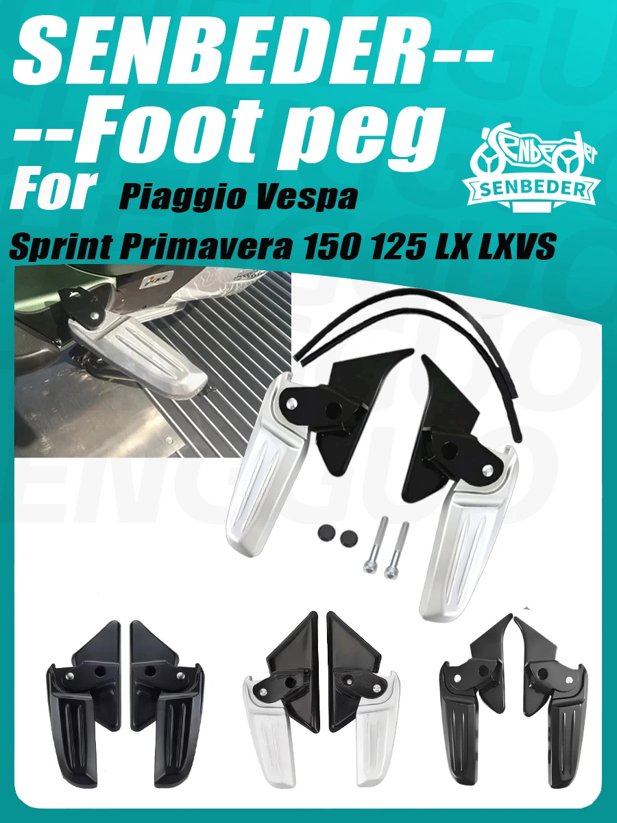 Poggiapiedi Pieghevoli per Passeggero Moto, Pedane Posteriori per Piaggio Vespa Sprint Primavera 150 125 LX LXVS, Accessori