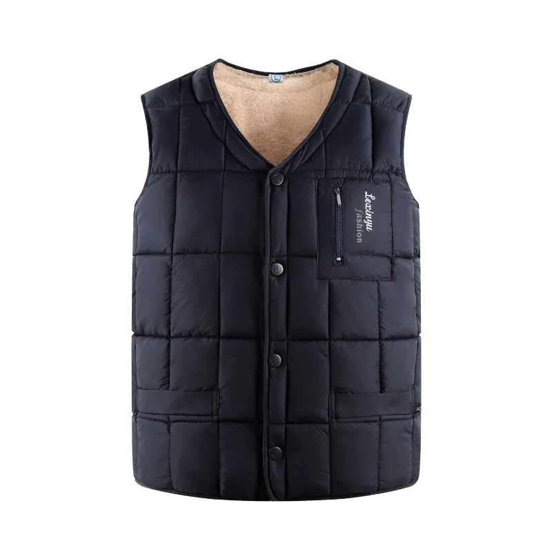 Autumn Winter Outdoor Velvet Vest for Men Comfortable for The Elderly Thick Warm Vest for Wearing Inside Outside Breathable Vest