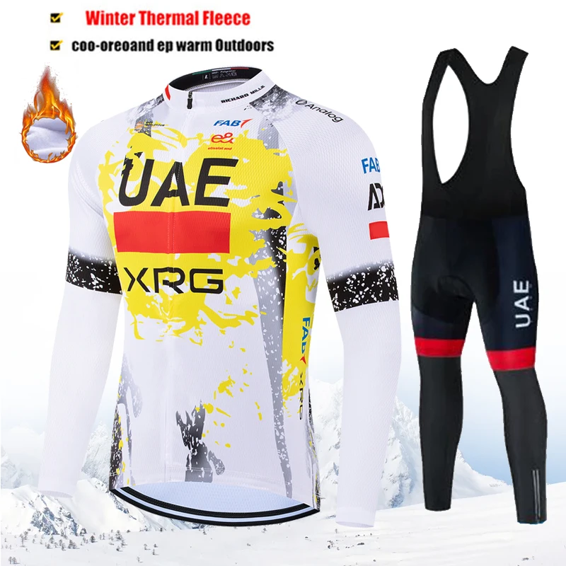

2025 Pro, теплый зимний комплект из термофлисового велосипедного трикотажа из ОАЭ, мужские комплекты для езды на открытом воздухе, MTB Ropa Ciclismo, комплект нагрудников, одежда для велоспорта
