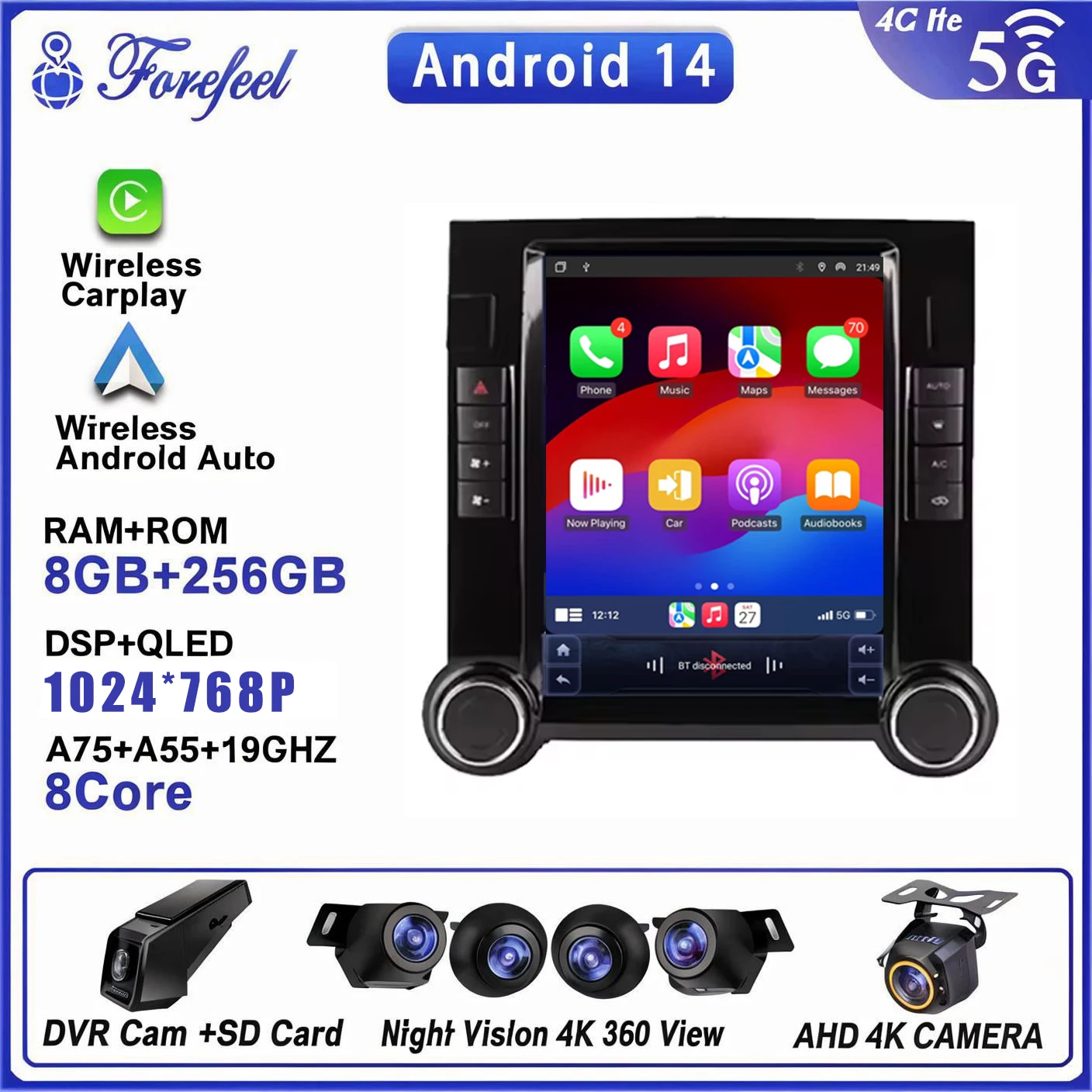 Автомагнитола Android 16 с экраном 9,7 дюйма для VW Touareg 2002-2010, DSP, CarPlay, GPS-навигация, видео, 4G LTE, DVD, видеорегистратор