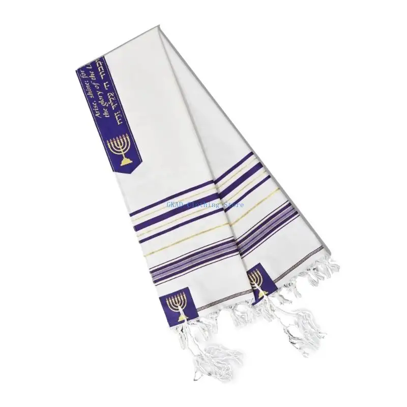 

N0PE Popular Jewish Tallit Prayers Shawl Stripe Design Tzitzit Fringes Tallit Long Scarf for Various Religious Ceremonies