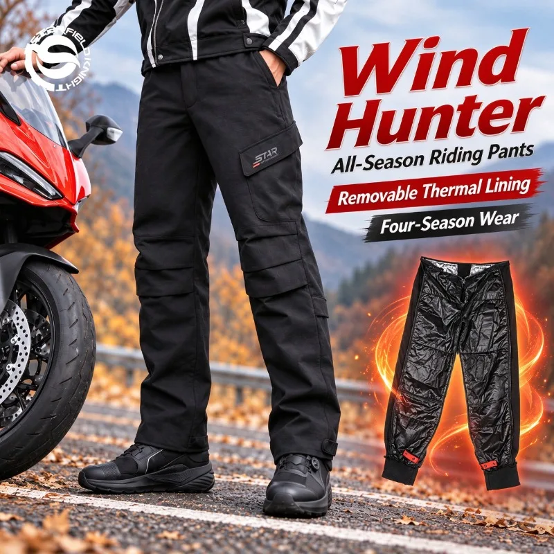Star Knight Wind Hunter Motorcycle Four Seasons Cycling Pants Winter Warm Windproof CE Protective Gear Locomotive Pants SKP734